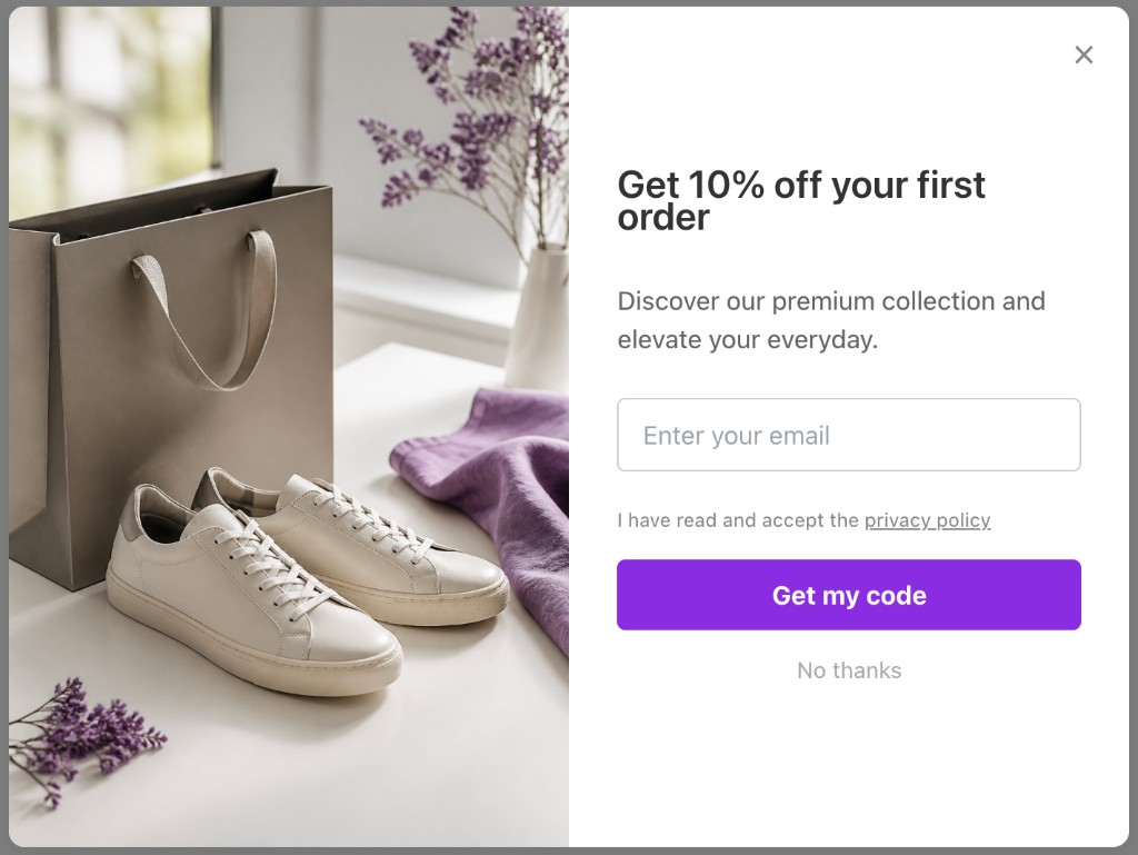AI-generated email popup preview
