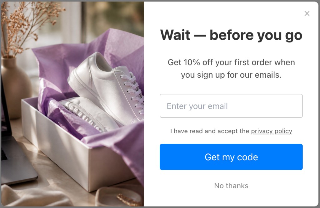 exit-intent popup example